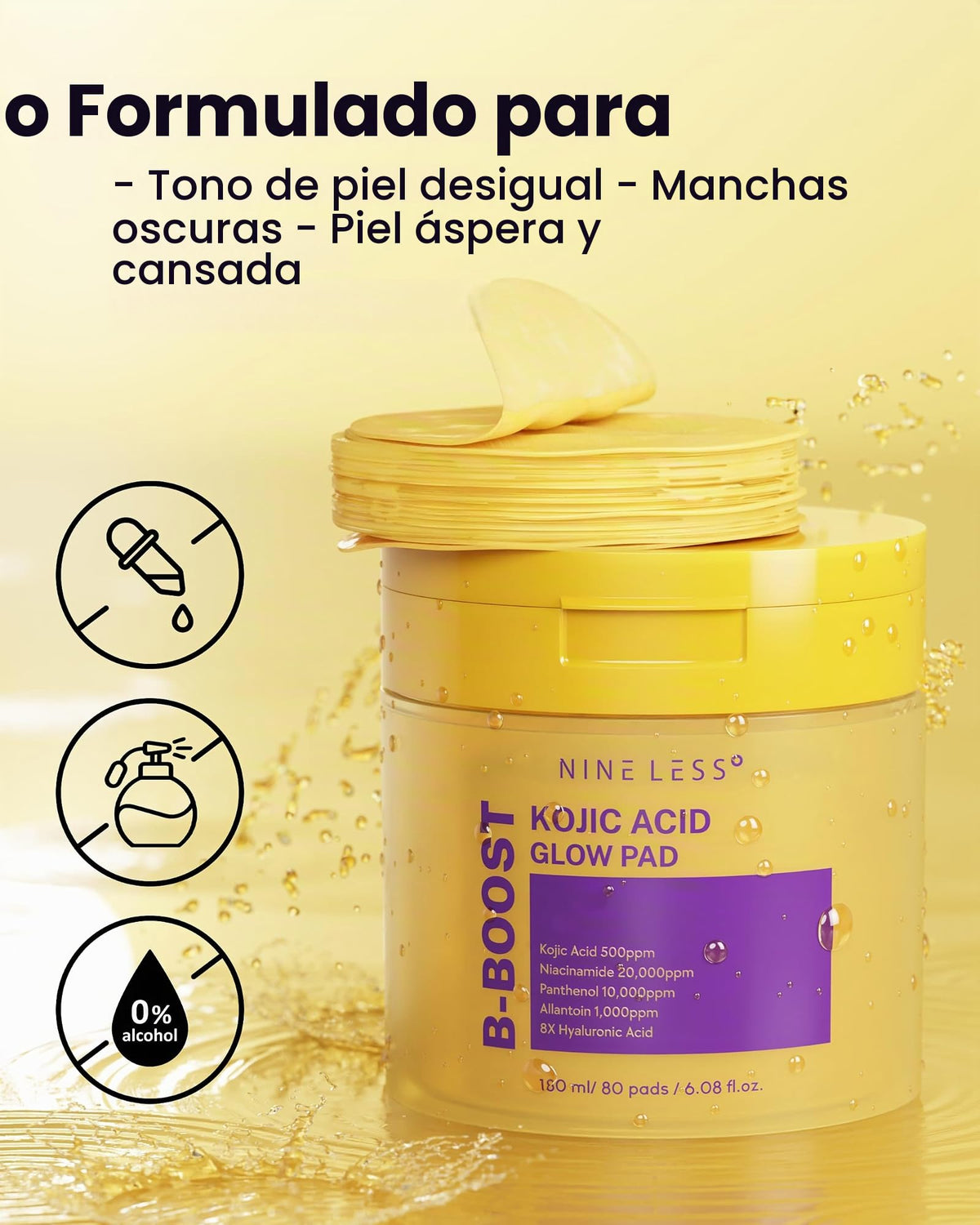 Nine Less [Renew] B-boost Kojic Acid Glow Toner Pad (80pzs)